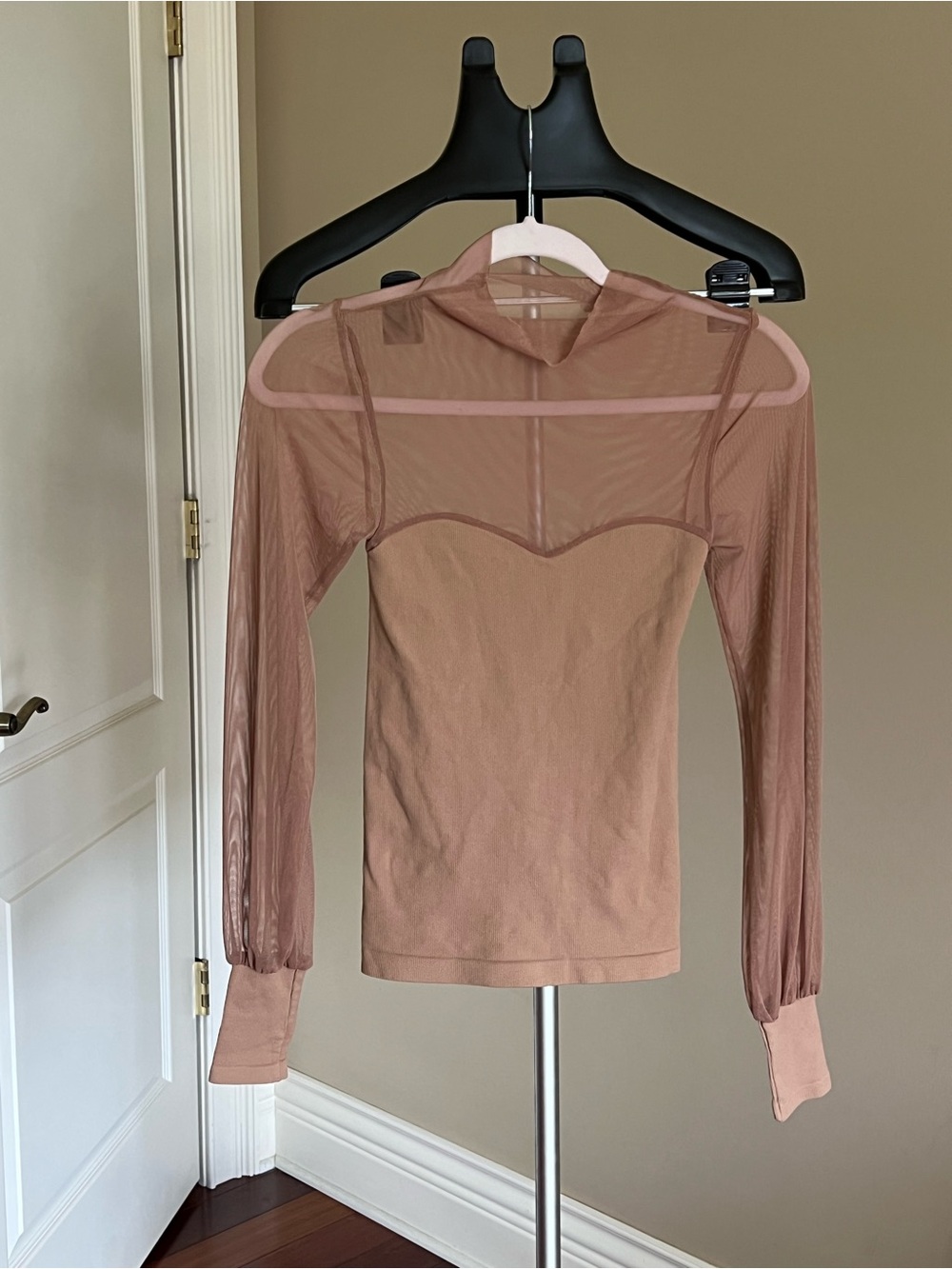Intimately Free People Nude Illusion Mesh Long Sleeve Top M/L - Picture 2 of 4